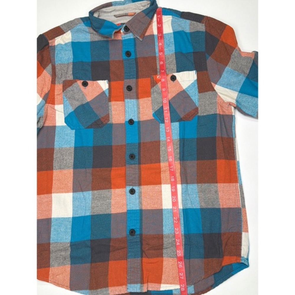 The American Outdoorsman Flannel Shirt Orange‎ Plaid Men's Medium - Picture 9 of 9